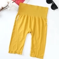 Vibrant yellow high-waisted seamless biker shorts with wide ribbed tummy control waistband - One Size / Bottoms / Yellow