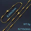 Golden titanium steel ball bead necklace and bracelet set with size specifications - Gold Jewelry Set (KS197782-Z)