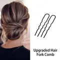 Detail van zwarte U-vormige haarpinnen met golfontwerp voor een stevige knotstijl - U-Vormige Kam