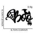 Detailed view of Boo embroidery patch with spider web design and size measurements - 23# BOO Spider Web