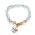 Kids beaded bracelet with blue cracked beads and champagne crystal butterfly pendant - Butterfly Style / Sky Blue