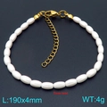 Elegante bracciale con perle di vetro ovali con chiusura a moschettorio dorata - Oro 4mm