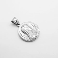 Silver vintage Greek mythology round portrait pendant necklace in polished titanium steel - Virgin Mary Portrait - Steel Color - No Chain