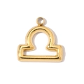 Detailed view of polished 18K gold Libra zodiac pendant made of durable titanium steel - Libra