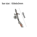Silver sword shape stud earring with orange red zircon and 0.8x6x3mm bar size - Steel Color--Style 7 (Pendant Dagger)