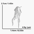 Orecchini a perno a forma di medusa argento con misure in centimetri e pollici - Color Acciaio