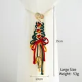 Handmade wool felt Christmas tree pendant with small bells and colorful braided rope - Woven Christmas Tree - Large