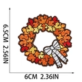 Maple leaf wreath embroidery patch with bow, size 6.5x6cm, seasonal textile detail - Letter Q