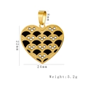Golden heart-shaped stainless steel pendant with black enamel and blue crystal dots - Black Clover Heart Pendant (HD-92)