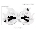 White ghost Halloween glasses frame with black sequin bow and googly eyes for parties - Ghost Decorative Glasses