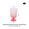 Frosted gradient pink petal glass cup with floral base for cocktails and desserts - White Peach