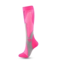 Pink and gray athletic compression socks with breathable mesh and reinforced texture - Rose Red