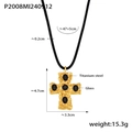 Gehamerde kruisketting van titaniumstaal met zwarte glasstenen en 18k gouden plating - Goud Zwart Glas