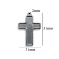 Vintage silver cross pendant in stainless steel, dimensions 51mm by 31mm with 2mm hole - Style 8