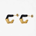 Modern bicolor irregular U-shaped stud earrings in black and gold stainless steel - Black (KDE1695)