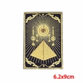 Rectangular tarot pyramid embroidered patch with sun rays and golden stitching 6.2x9cm - Sun Pyramid (PE9259CT)