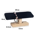 Black velvet T-bar jewelry display stand with wooden base for bracelets and bangles - Wooden Bracelet Stand Black Velvet