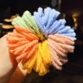 Colorful plush chenille hair tie featuring soft green, blue, and yellow segments - 15# Fuzzy Candy Colors-Diameter Approx 3cm