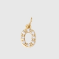 Golden letter O pendant with sparkling cubic zirconia inlay for DIY jewelry design - 0-Gold