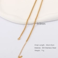 3.0mm thick 18K gold plated stainless steel curb chain necklace 45cm plus 5cm length - Gold Spiga Chain