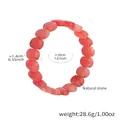 Bracelet en pierre naturelle rose avec perles ovales plates de 1,4cm au fini poli - Bracelet Magenta (E656) / Or Rose