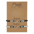 Braccialetti intrecciati a mano con ciondoli a cuore in argento nero e turchese - Chiusura a Cuore Pinky Promise(ZJ11789)