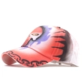 Orange graffiti baseball cap with skull graphic and flame design in 45-degree side view - M (56-58cm) / Orange Skull Graffiti Style