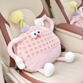Pink monster car headrest made of plush lamb wool with a cute party hat design - Lumbar Support / Pink
