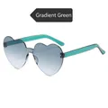Heart shaped rimless sunglasses with gradient green lenses and translucent temples - Gradient Green