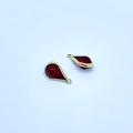 Pendentif goutte avec bordure dorée et cristal rouge pour création de bijoux DIY - Rouge
