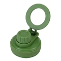 Green magnetic water bottle lid featuring a portable large circular ring handle - Army Green