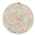 Round Nordic cotton rope placemat with colorful zigzag stitching on a white base - 12cm / Colorful