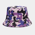 Close-up of a purple camo bucket hat showing durable canvas texture and stitching - One Size / Purple Series Camo (10#)