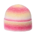 Close-up of pink and yellow gradient knit beanie showing fine ribbed texture and soft yarn - Adjustable 56-60cm / Pink Yellow White Gradient Style (F)