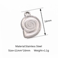 Silver stainless steel spiral seashell pendant charm for DIY jewelry making 11x16mm - Silver Conch (DY1056-1)