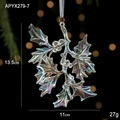 Iridescent acrylic holly leaf ornament with silver ribbon for Christmas tree decoration - Iridescent Holly Leaf