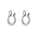 Modern irregular hollow hoop earrings in polished silver stainless steel finish - Steel