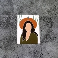 Close-up of a rectangular paper display card featuring a minimalist female portrait illustration - Impression No.5 (100 Sheets)