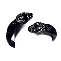 Gothic matte black snake head ring with realistic scale texture and punk style - Adjustable Open / Style 12 (Matte Black Snake Head)
