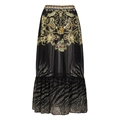 One-piece swimsuit in black and gold baroque print with animal pattern trim - Single A-line Skirt