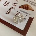 Minimalist 925 sterling silver woven ring with elegant hollow geometric pattern - Silver Hollow Braided (JZ0963)