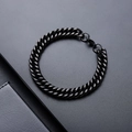Black stainless steel Cuban link bracelet for men with polished finish and lobster clasp - Encrypted Bracelet (Cuban Chain) / Swimming Black