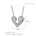 Zilveren roestvrijstalen hartvormige hanger ketting met afmetingen en verstelbare ketting - Zilver