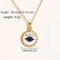 Detail view of 18mm evil eye pendant with 40+5cm gold chain dimensions and weight - White Multi-color Dotted Evil Eye Style (Style 8)