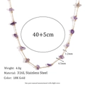 18K gold plated 316L stainless steel necklace featuring natural purple crystal stone - Necklace - Gold - Amethyst