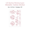 Rose gold metallic henna lace temporary tattoo sticker with mandala and paisley patterns - Mandala Lace Line Style (LS-002)