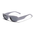 Y2K style oversized square purple sunglasses with thick lavender frames and dark grey lenses - Solid Grey
