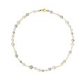 Elegant multi-color pearl necklace with white and grey pearls on a gold chain - Multicolor