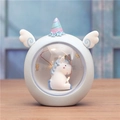 Unicorn night light in spherical frame with warm LED fairy lights and blue resin accents - Night Light / Blue Unicorn