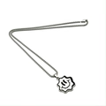 Silver titanium steel chain with wavy smiley face pendant on a clean white background - Wave Smiley Face Necklace / 70cm Titanium Steel Chain / White